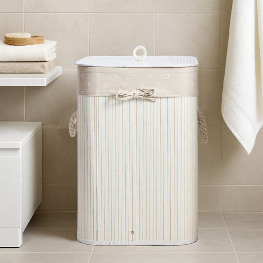 Kankyo White Bamboo Laundry Hamper