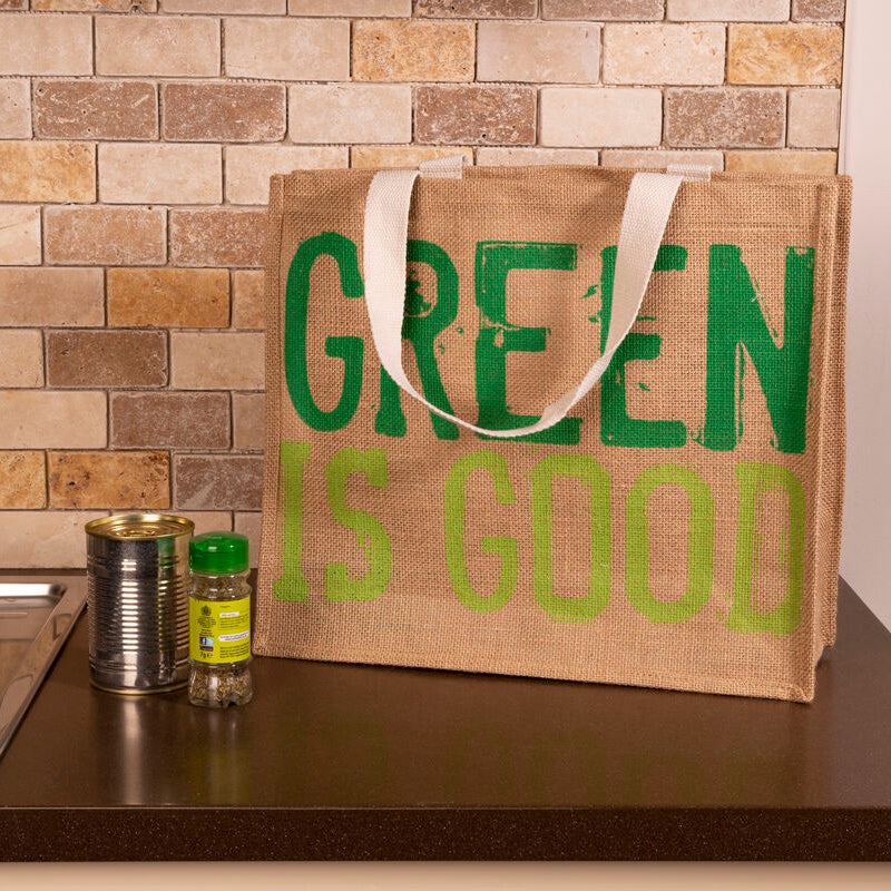 Jade Green Is Good Jute Shopping Bag