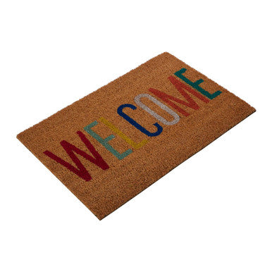 Welcome Multicolour Coir Doormat