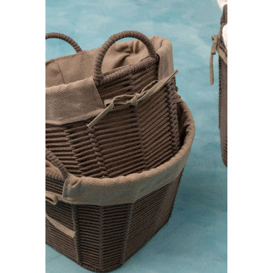 Set Of Three Lida Grey Round Storage Baskets