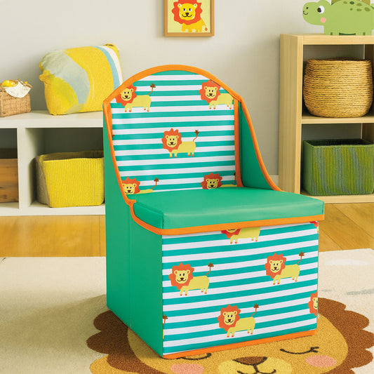 Kinderbox Green Lion Design Storage Box and Seat