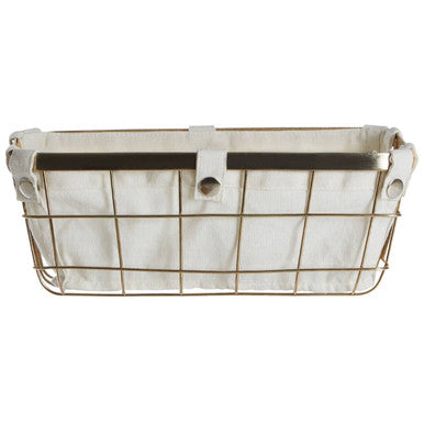 Small Gold Finish Wire Storage Basket with Lining | Harga