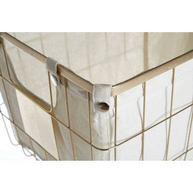 Harga Large Gold Finish Wire Storage Basket with Lining