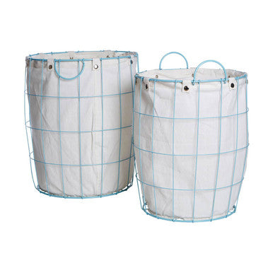 Set of Two Round Blue Wire Laundry Baskets | Harga