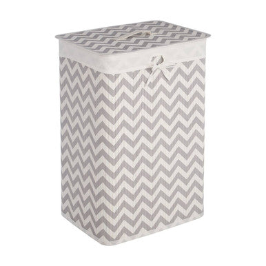 Kankyo White And Grey Chevron Laundry Hamper
