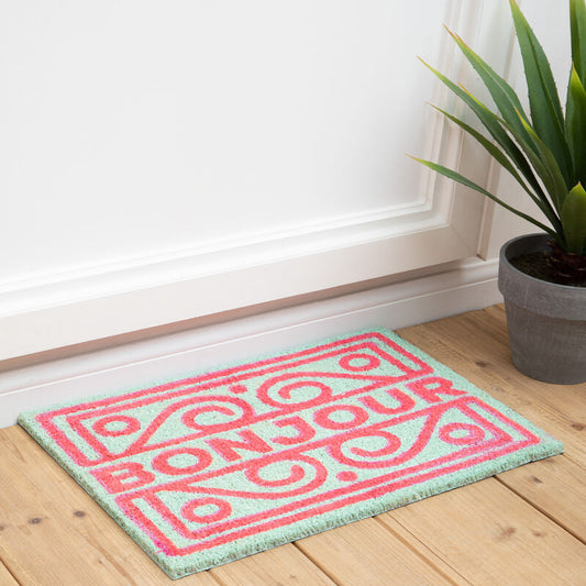 Neon Bonjour Coir Doormat