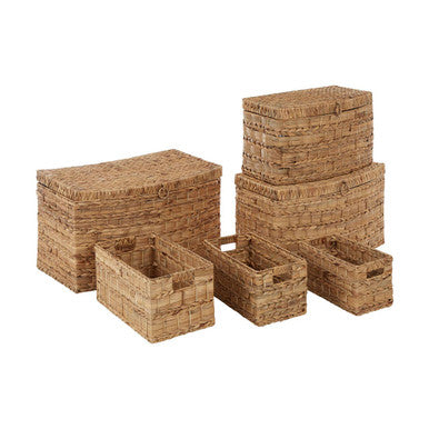 Lidi Set Of Six Water Hyacinth Storage Baskets.