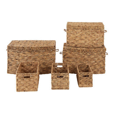 Set of 6 Water Hyacinth Storage Baskets | Lidi