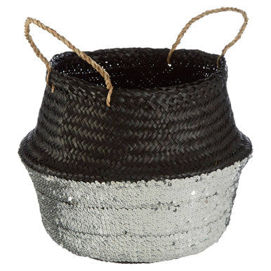 Solas Black and Silver Small | Seagrass Basket