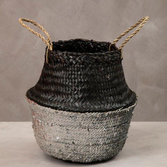 Solas Black and Silver Small | Seagrass Basket