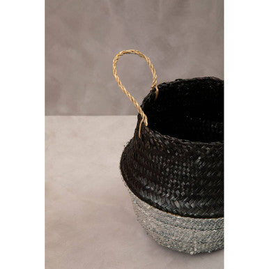 Solas Black and Silver Small | Seagrass Basket