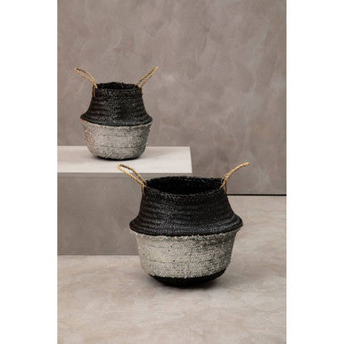 Salos Black and Silver Medium | Seagrass Basket
