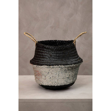 Salos Black and Silver Medium | Seagrass Basket