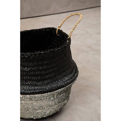 Salos Black and Silver Medium | Seagrass Basket