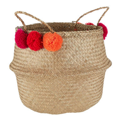 Solas Small Seagrass Pom Pom Basket