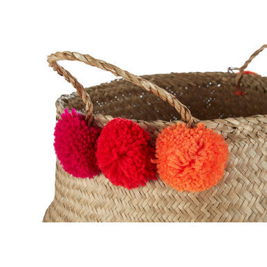 Solas Small Seagrass Pom Pom Basket