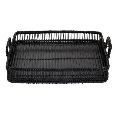 Rustic Rattan And Bamboo Black Rectangul