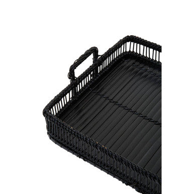 Rustic Rattan And Bamboo Black Rectangul