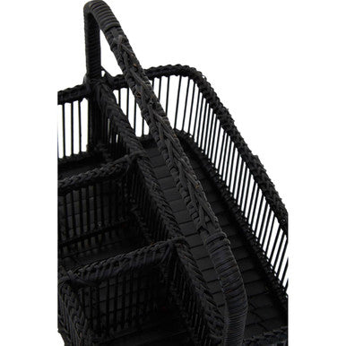 Rustc Black Rattan And Bamboo Caddy Bask