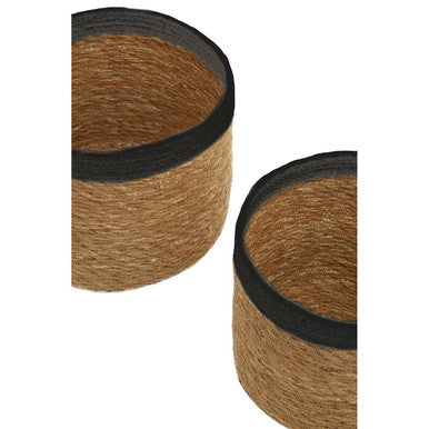 Lidi Set Of Three Natural And Black Baskets