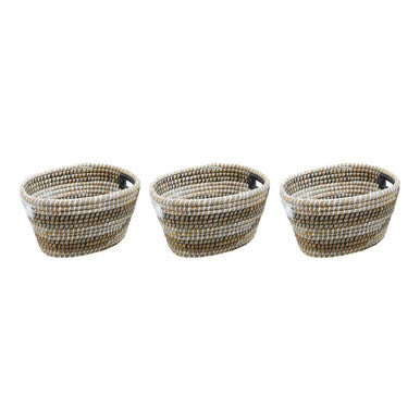 Set of Three Oval Straw Baskets | Lidi