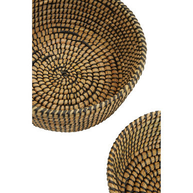 Lidi Set Of Three Straw Baskets With Black Detail