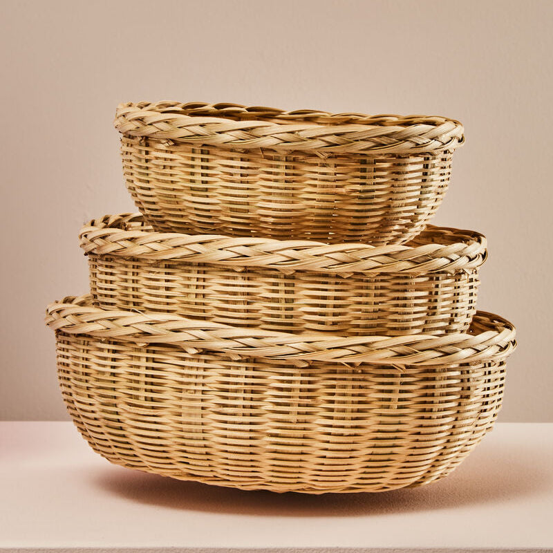 Set of Three Bamboo Baskets | Lidi