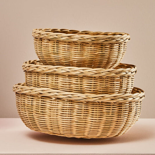 Set of Three Bamboo Baskets | Lidi