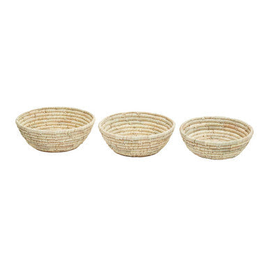 Set Of Three  Woven Palm Leaf Baskets | Lidi