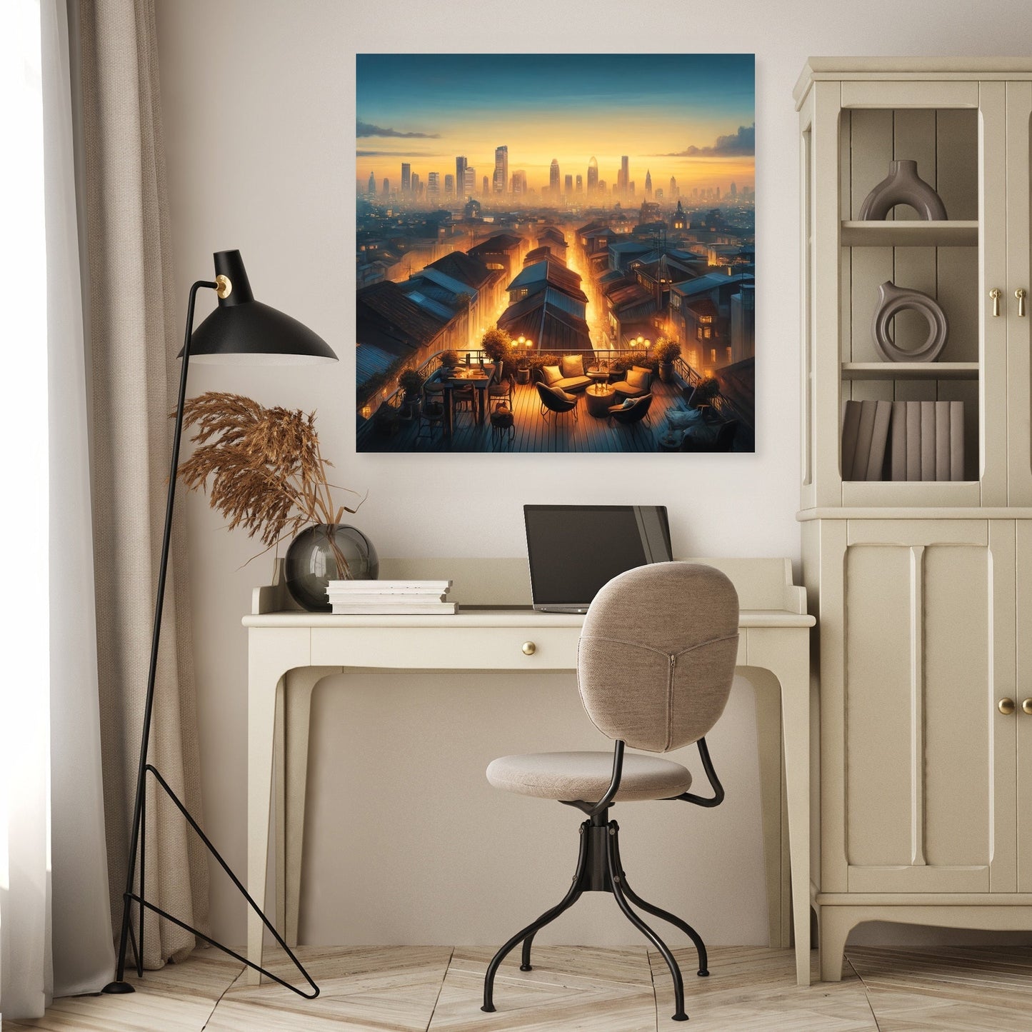 Dusk Over Rooftops Canvas