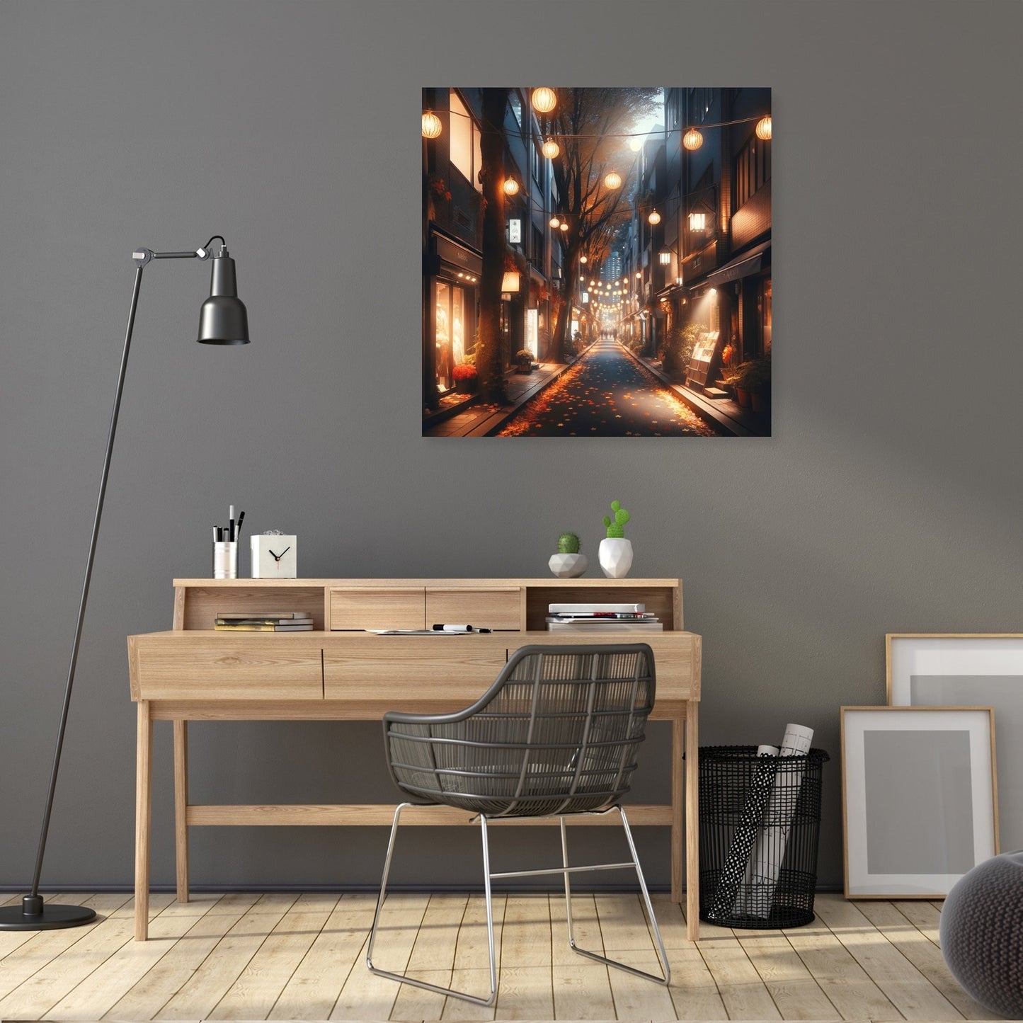 Autumn Alley at Night Canvas