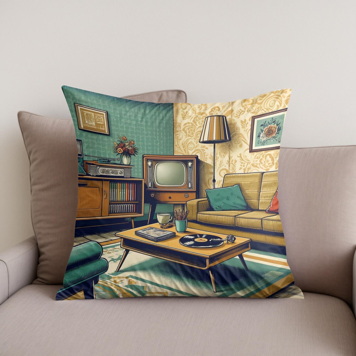 1950s Living Room Cotton Cushion