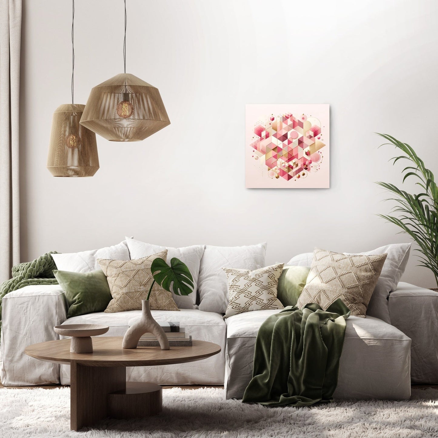 Pink Geometric Harmon Canvas