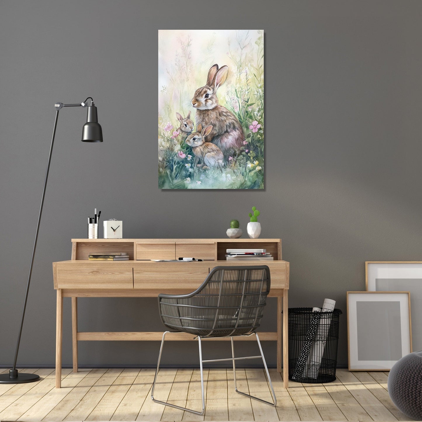Rabbit Family Spring Canvas