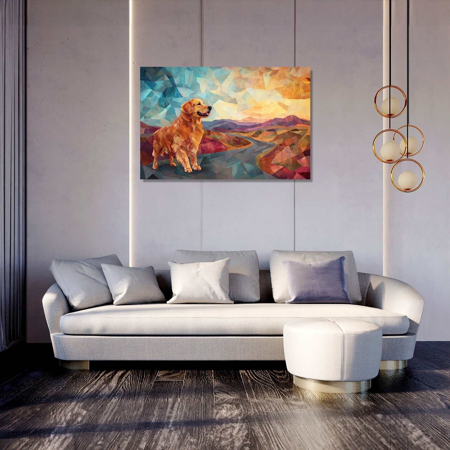 Geometric Golden Retriever Canvas
