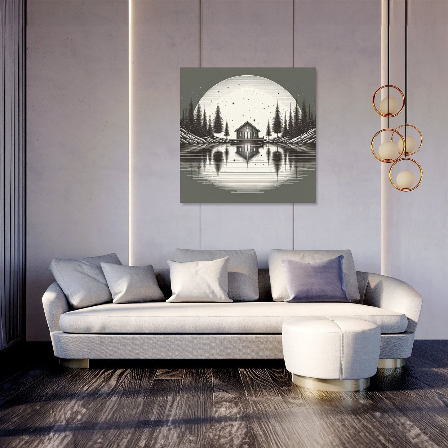 A Peaceful Retreat in Monochrome Canvas