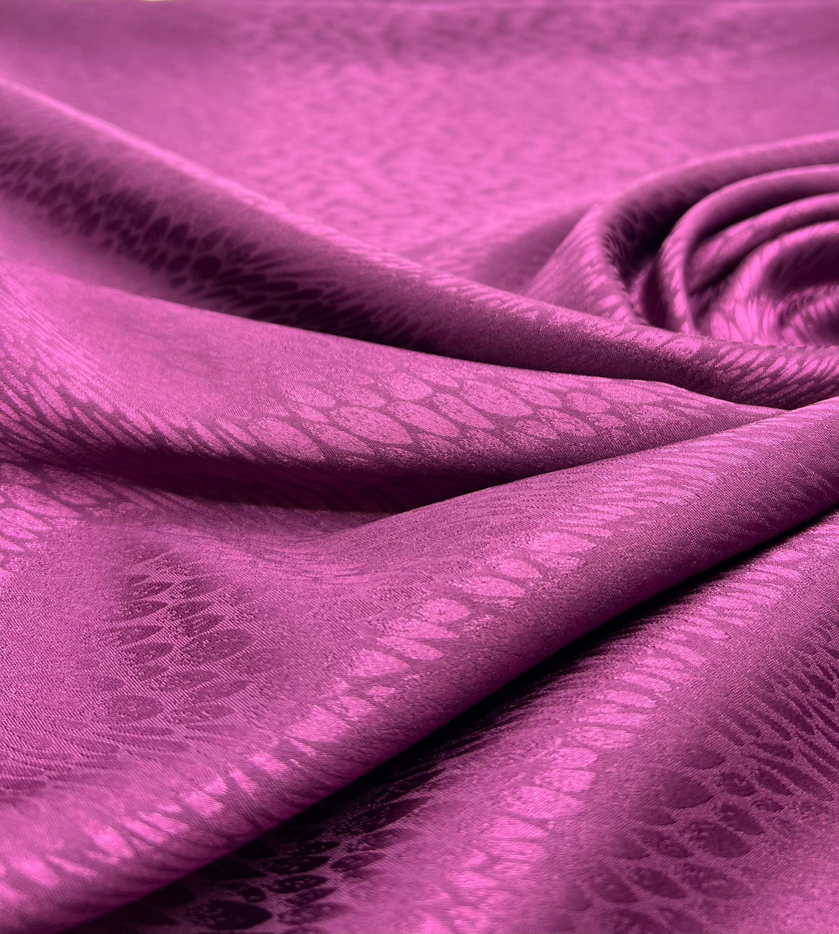 Purple Small Animal Silky Satin Feel Non Stretch Fabric