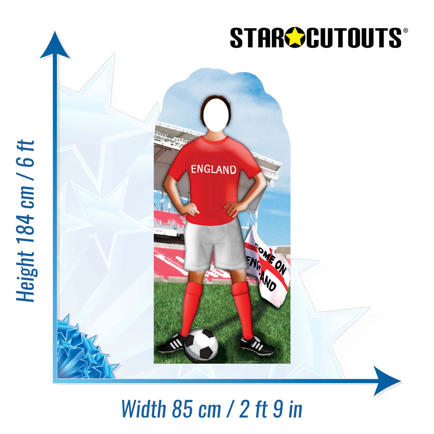 SC199 England World Cup 2026  Football Stand-In Cardboard Cut Out Height 184cm