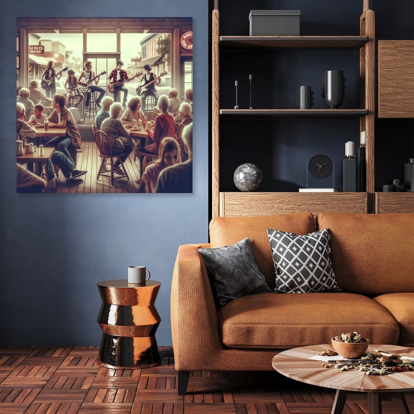 Small-Town Diner Rock Canvas