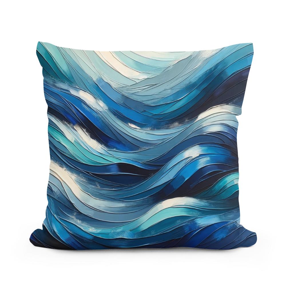Oceanic Rhythms Abstract Cotton Cushion