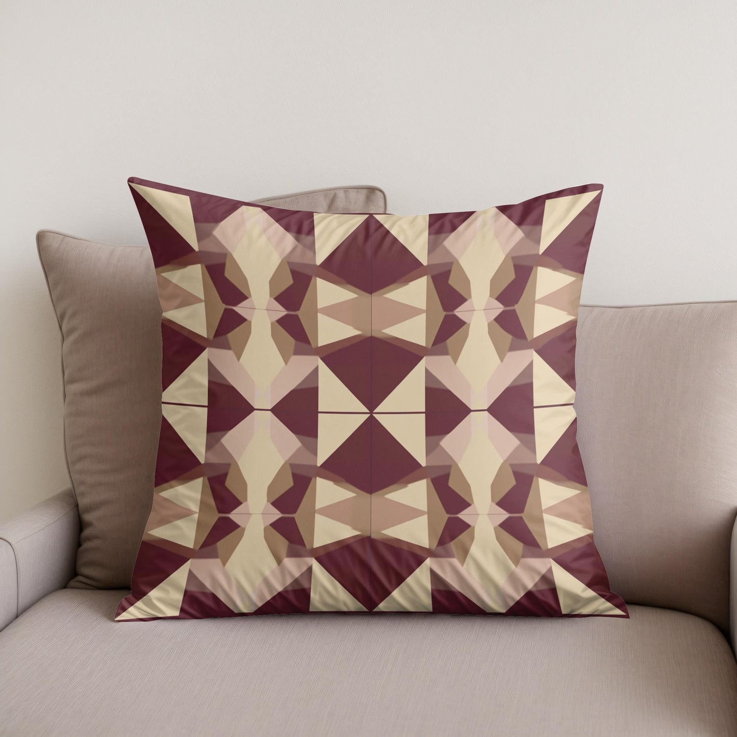 Burgundy Sand Triangles Cotton Cushion