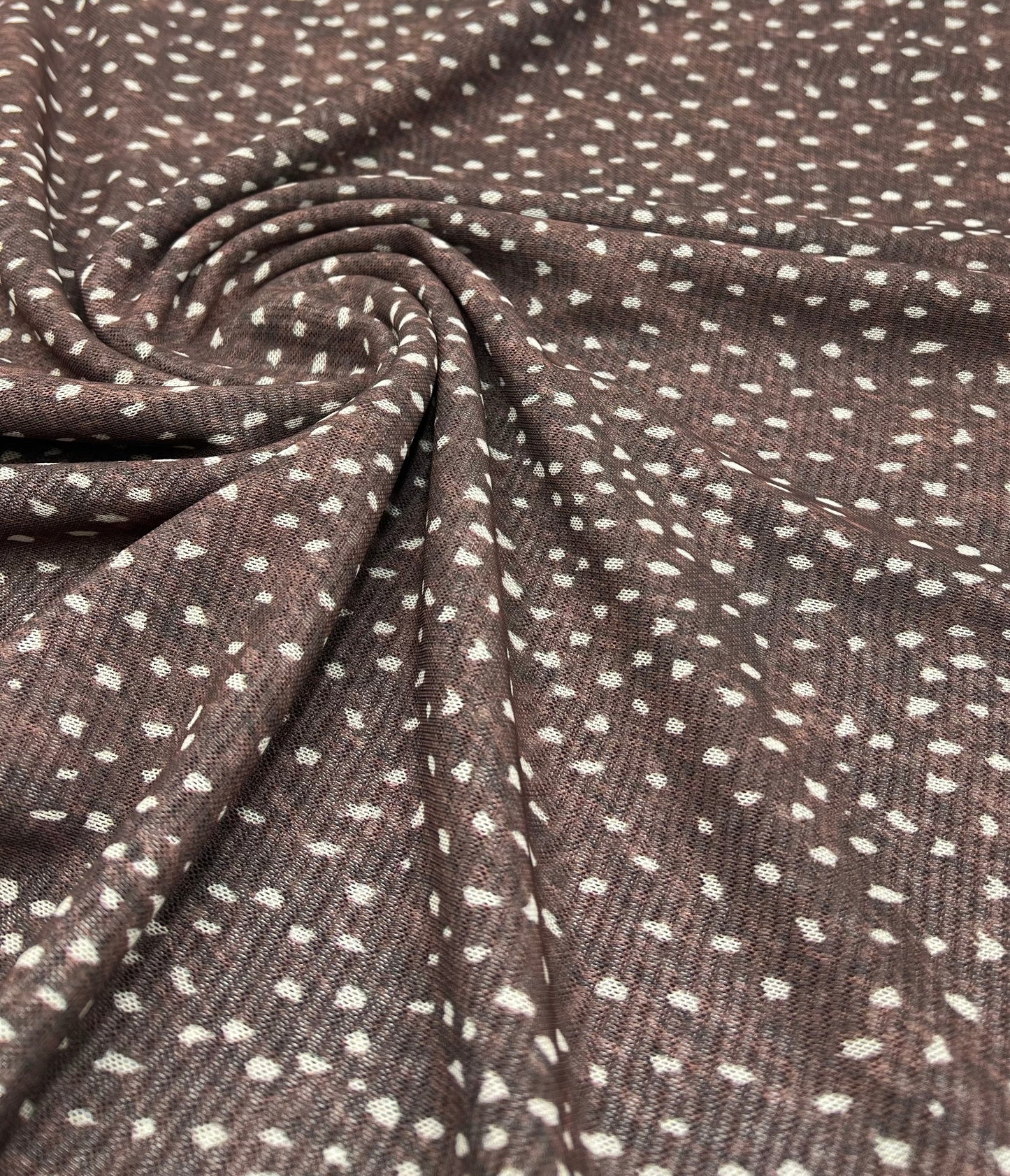 Brown Spot Print Mesh Fabric Stretch