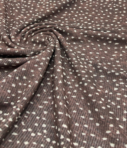 Brown Spot Print Mesh Fabric Stretch