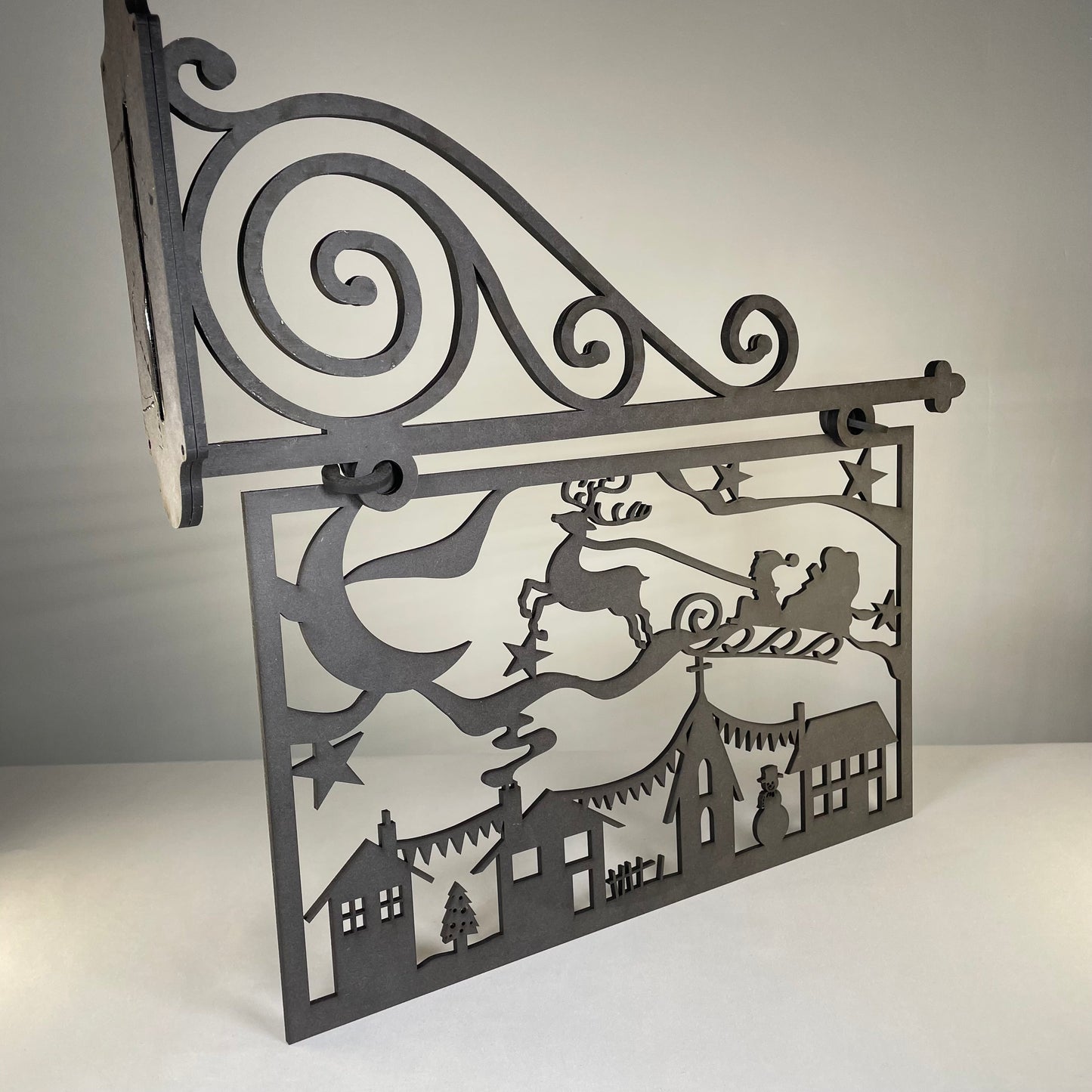 Hanging Novelty Santa Scene Sign - Handmade Ornament by Curious Rabbit ®