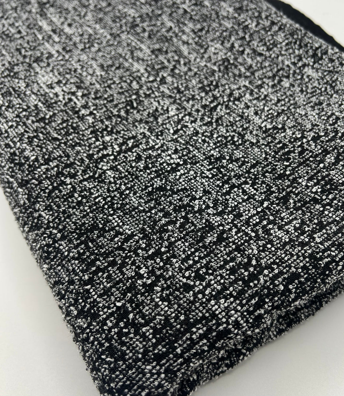 Black Grey Slubbed Knit Textured Stretch Fabric