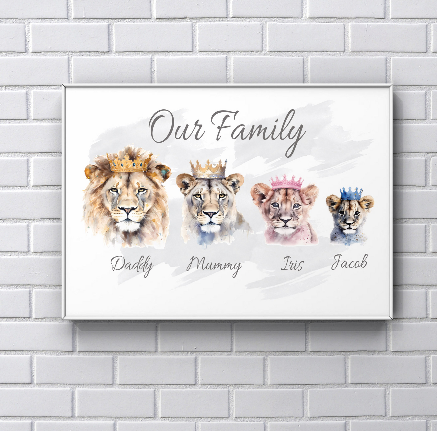 Lion Family Crown Print Father's Day Mother's Day