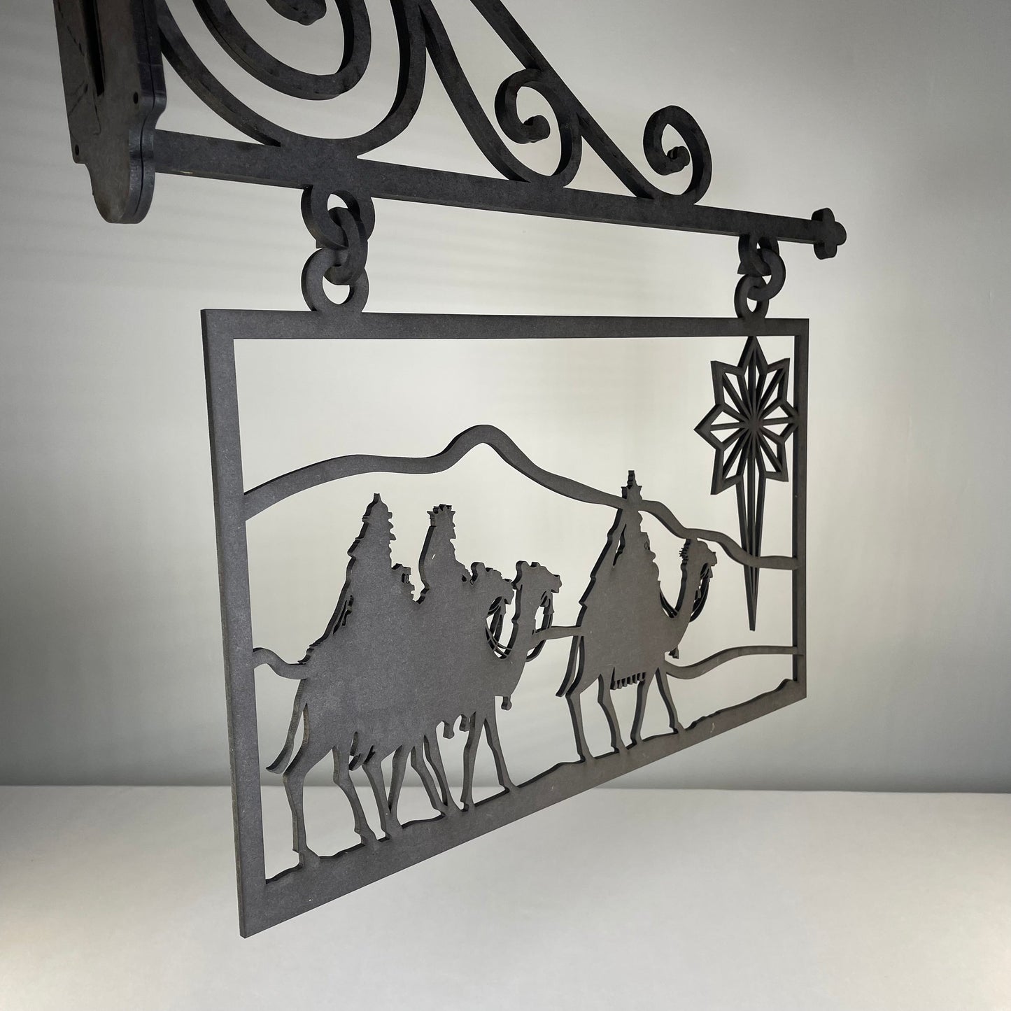 Hanging Novelty Nativity Scene Sign - Handmade Ornament by Curious Rabbit ®