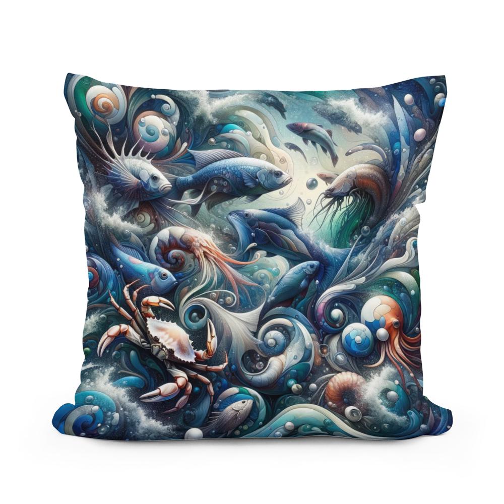 Oceanic Elegance Cotton Cushion