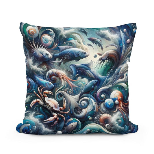 Oceanic Elegance Cotton Cushion