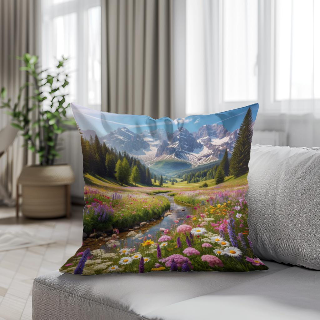 Alpine Meadow Bloom Cotton Cushion